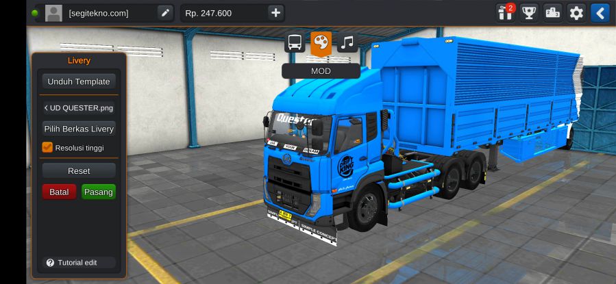 Download Mod Bussid Truck UD Quester Wingbox