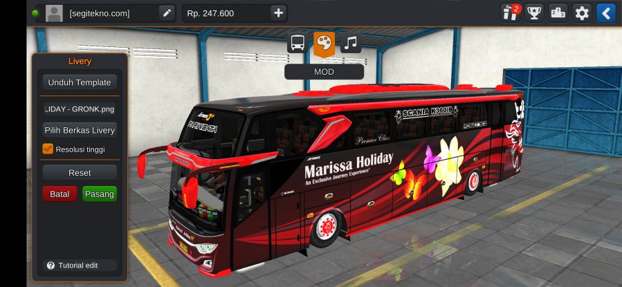 Download Mod Bussid Marissa Holiday JB3+ Voyager Scania