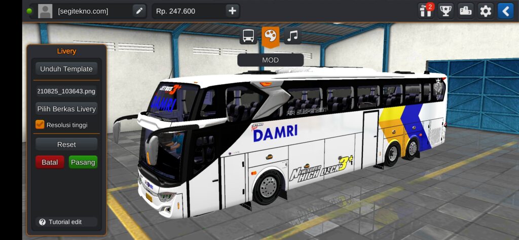 Download Mod Bussid & Livery DAMRI SD-V Alcoa