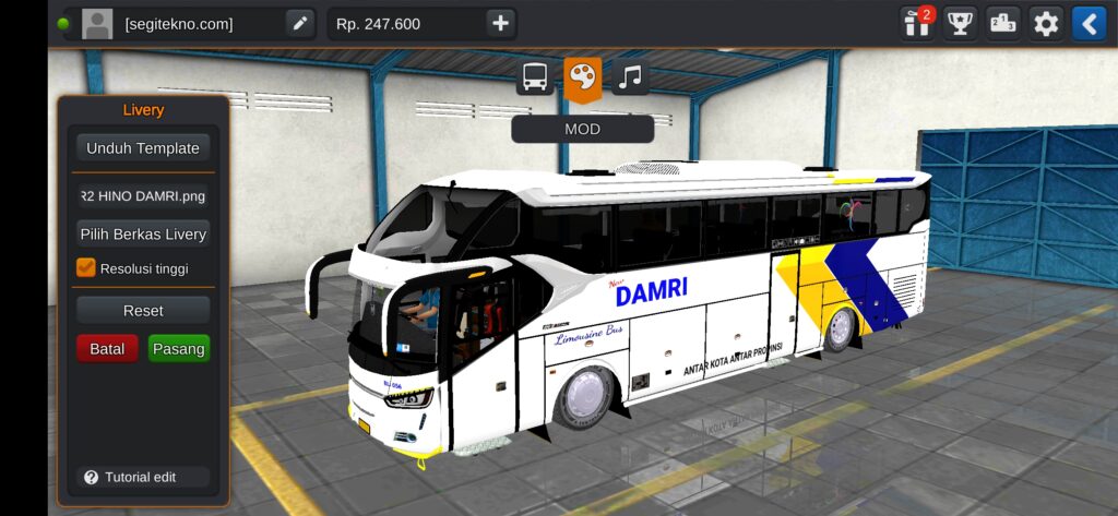 Download Mod Bussid & Livery DAMRI XHD