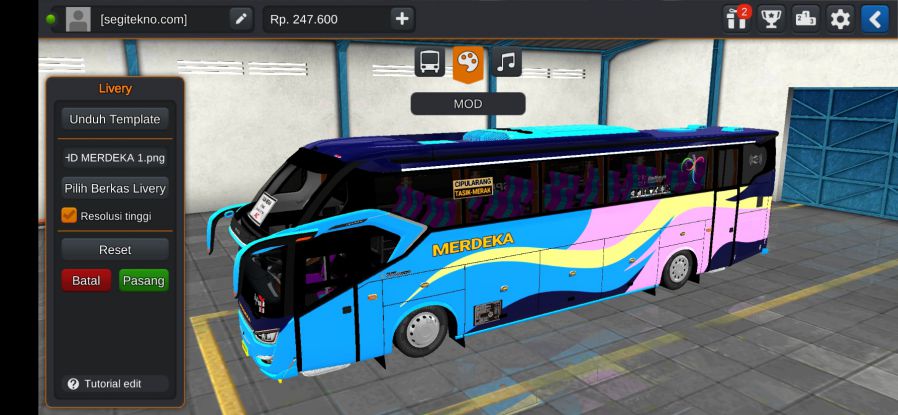Download Livery & Mod Bussid Merdeka SR2 Hino