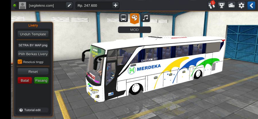 Download Livery & Mod Bussid Merdeka JBHD Setra