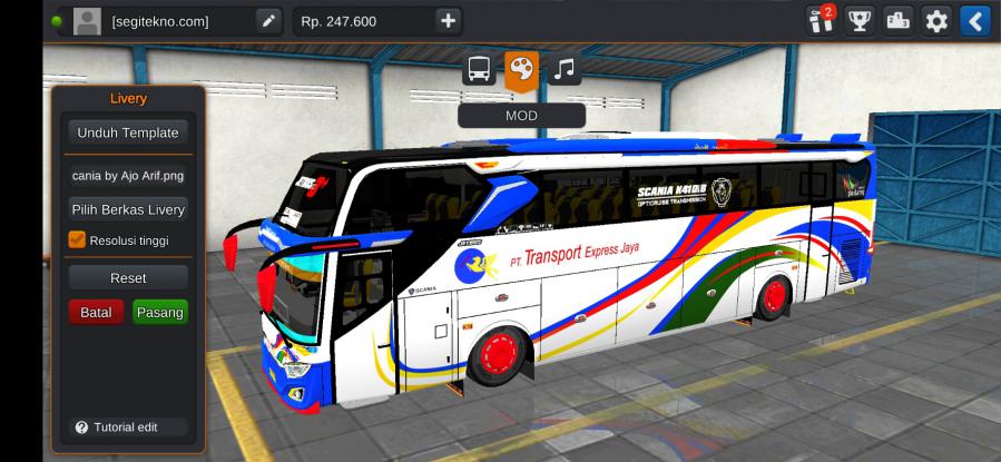 Mod & Livery Bussid Transport Express JB3+ Scania Voyager