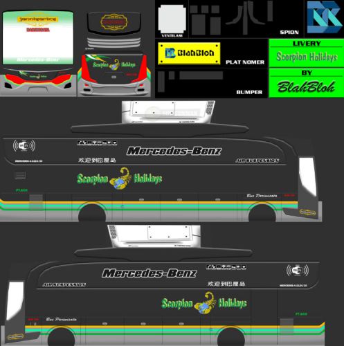 Download Livery Bussid Bus HD Scorpion Holidays