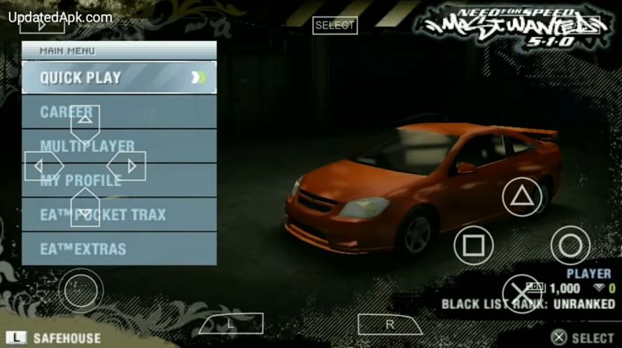 Mode Need For Speed Most Wanted PPSSPP
