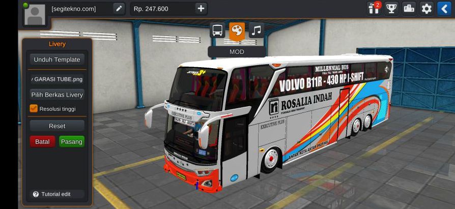 Download Mod Bussid Rosalia Indah UHD Volv B11R