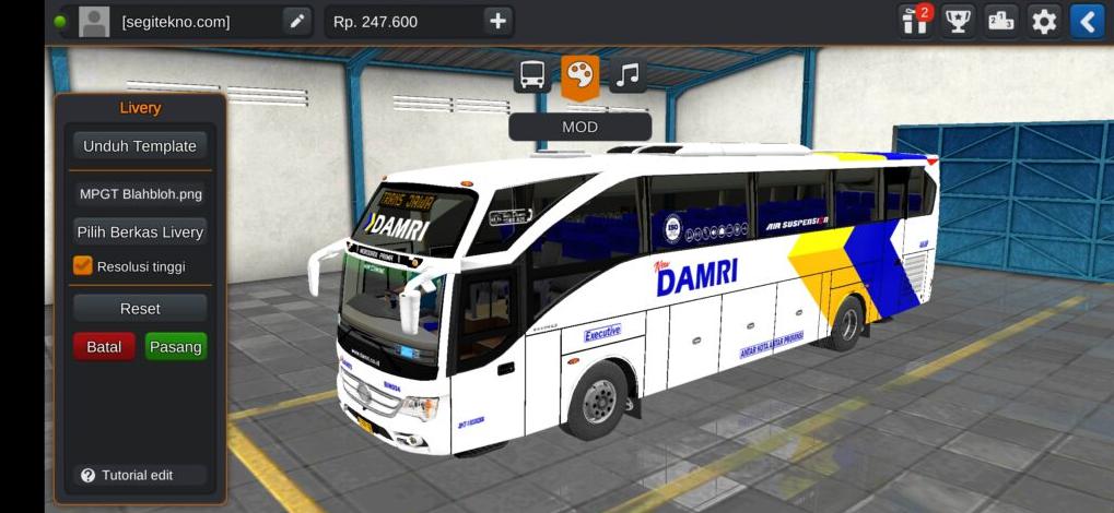 Download Mod Bussid & Livery DAMRI MPGT